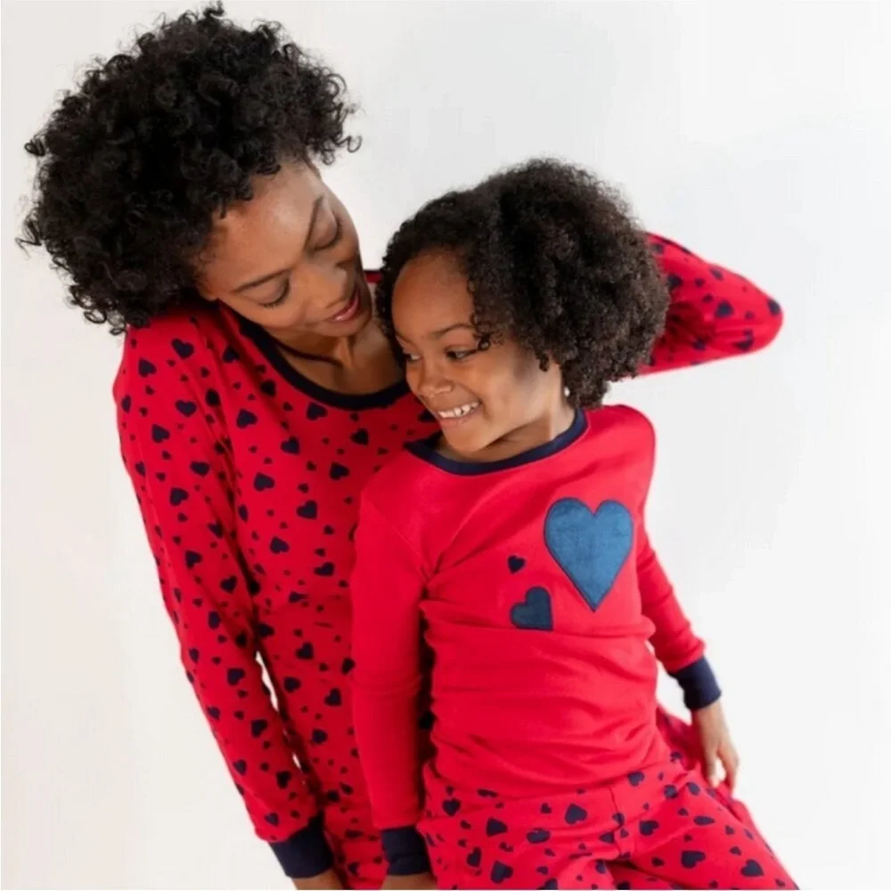 Leveret Red and Blue Cotton Heart Print Pajamas size 8 NEW